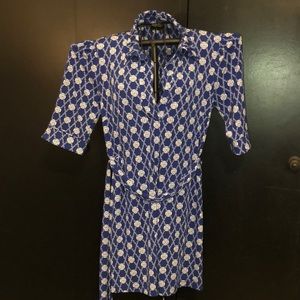 Blue & white Laundry by Shelli  Segal belted dress
